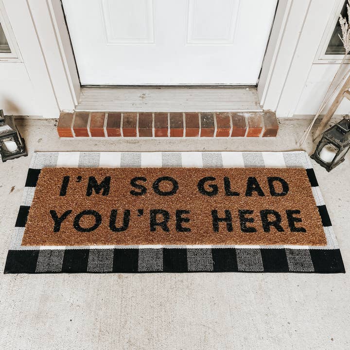 Modern Burlap – Engroshandel Dørmåtte – XL Dørmåtte - Jeg er så glad for du er her (Ny længde)2