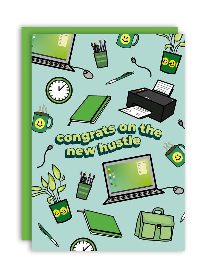 Congrats On The New Hustle Work Colleague Greeting Card for wholesale by Studio Soph (We Pay Your Import Fees - We Ship DDP)
