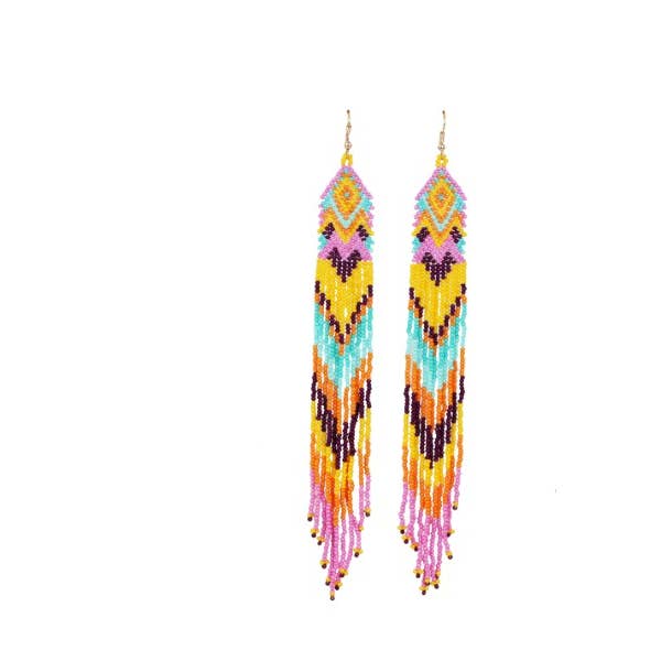 Beaded Dangling Tribal Fashion Earring for wholesale by Nima Accessories Inc
