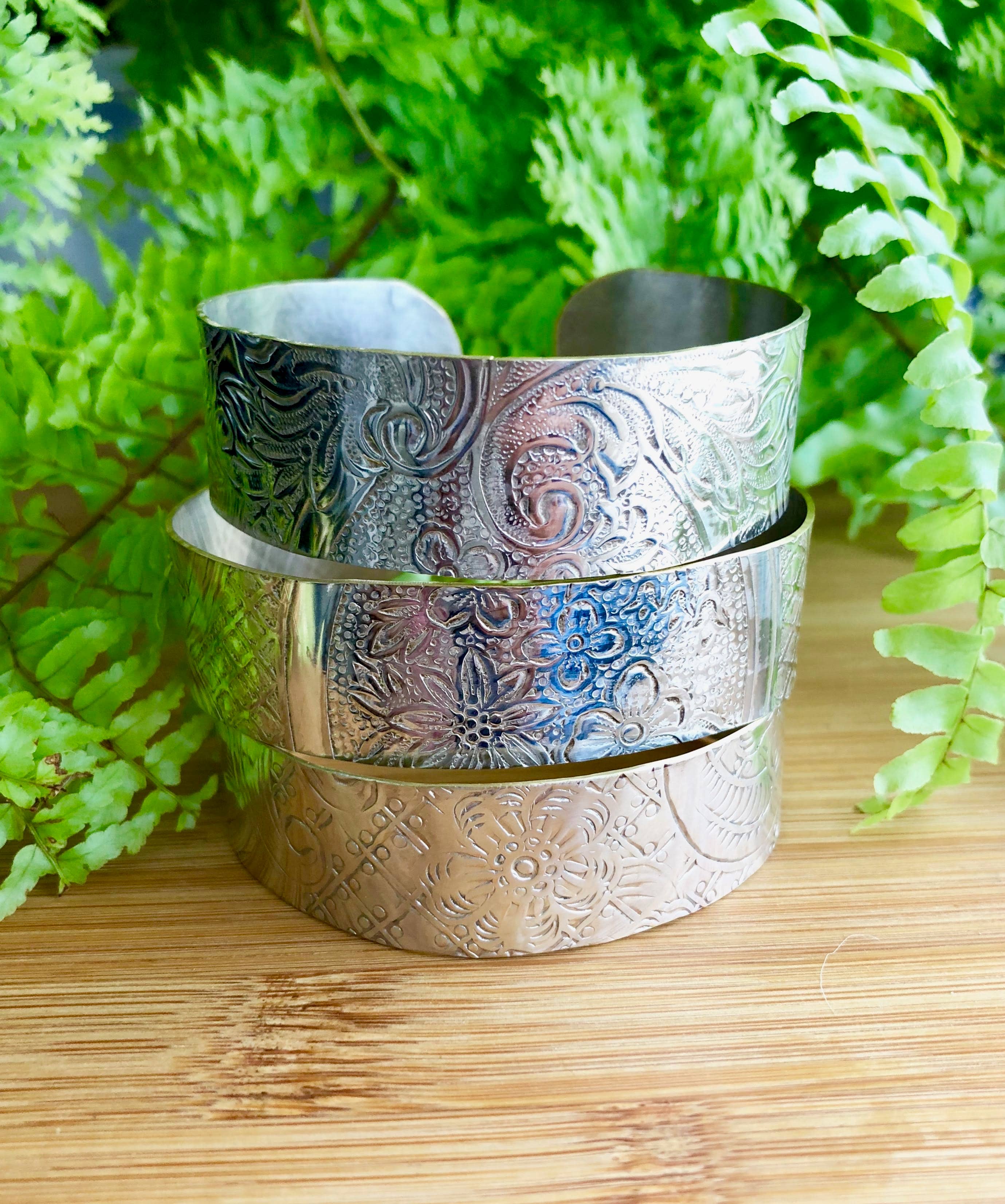 TTE Designs - Wholesale Cuff Bracelet - Repurposed Silver Plated Platter Cuff Bracelet