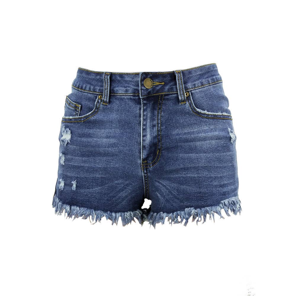 Lovesoft - Wholesale Shorts - Women's - Luvamia Women's High-Rise Denim Raw Hem Ripped Shorts17