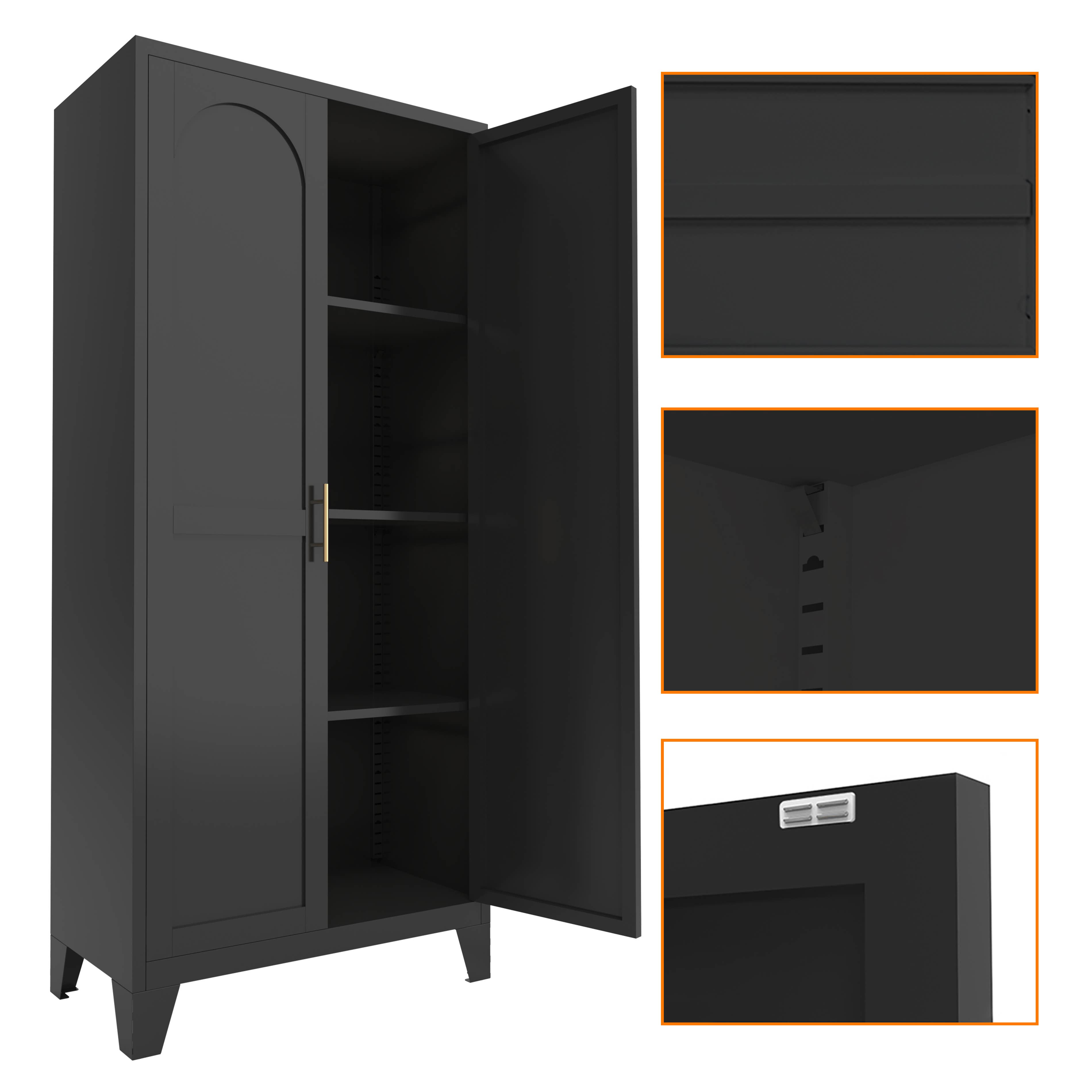 HOMYCASA DESIGN INC - Vente Armoire - Armoire de rangement Shapely Doors avec étagères réglables33
