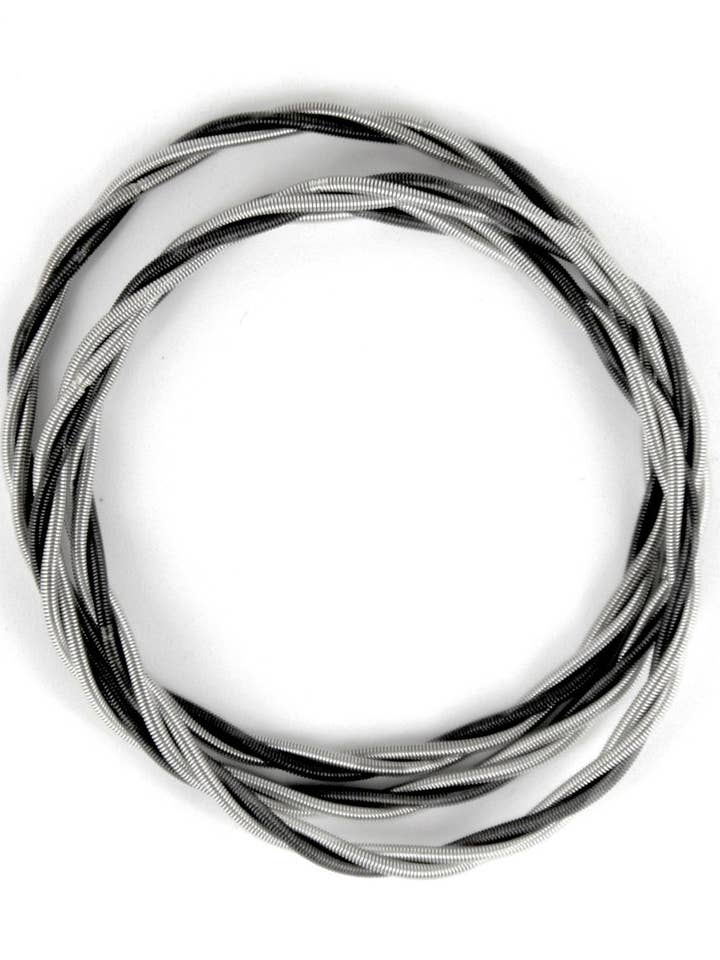 Silver/Slate Unbound Twist Bangle Bracelet for wholesale by Sea Lily