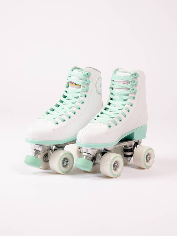 Flamingueo - Venta al por mayor Patines de ruedas - Mujer - Retro 4-Wheel Skates Unisex Durable White/Blue Color