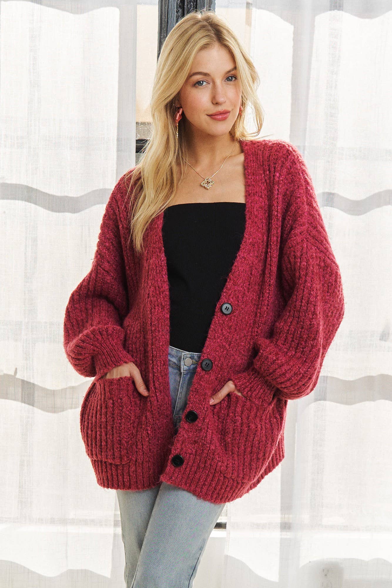 ADORA LA – wholesale Cardigan – Women’s – CESW3441A - BUTTON DOWN COZY SWEATER CARDIGAN11