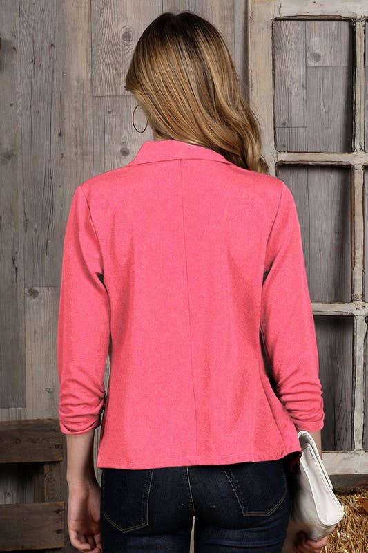 NINEXIS - Vente Blazer – femme - CWOBL041-P_PLUS BLAZER DÉCONTRACTÉ OUVERT À MANCHES FRONCÉES14