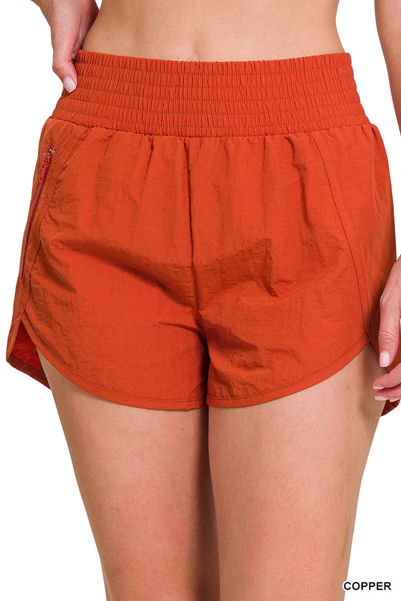 COPPER Windbreaker Smocked Waistband Running Shorts for wholesale on Faire1