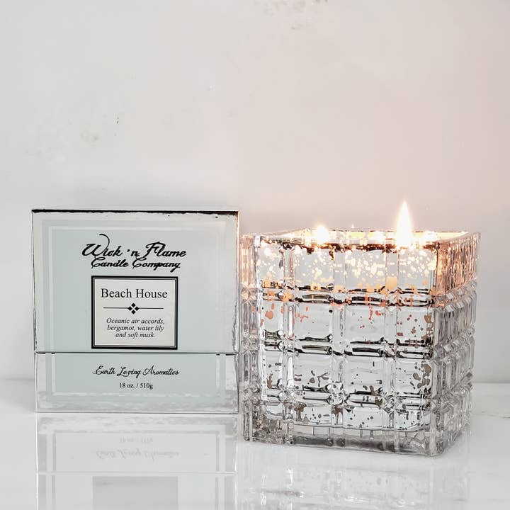 Beach House 18 ounce Mercury Cube for engroshandel hos Wick 'n Flame Candle Company