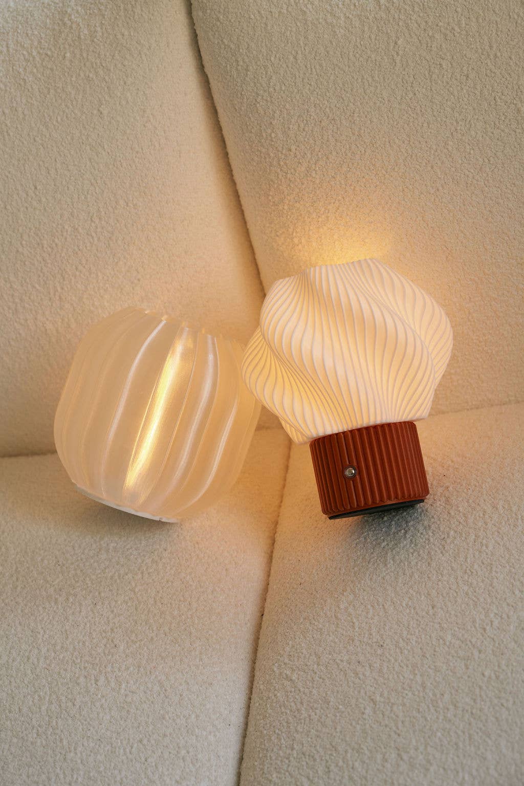 Colorless Mini Swirl Portable Lamp, Wireless and Rechargeable for wholesale on Faire10