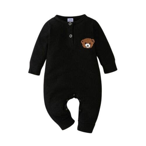 Baby Boy Black Bear Buttons Jumpsuit/ Bodysuit Size 12-18 M for wholesale by Fleur de lys collections