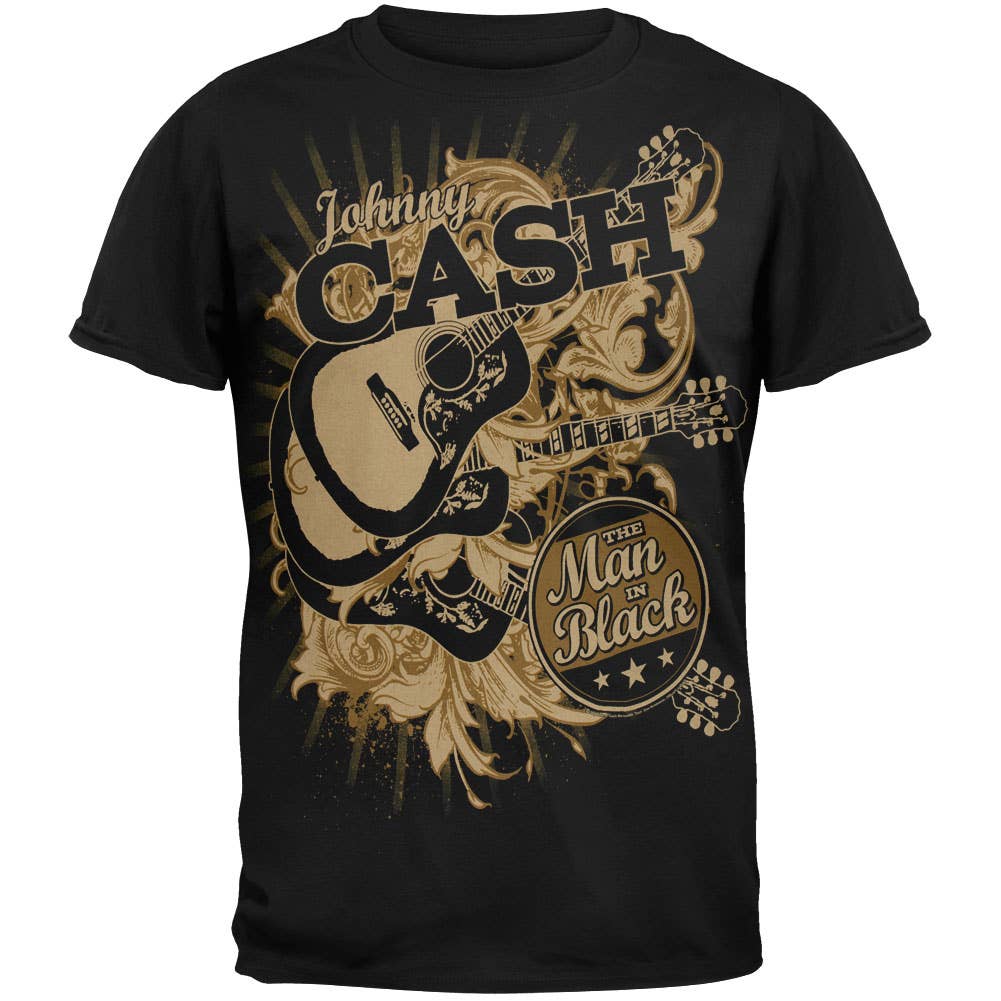 Official Store - Wholesale Screen Printed T-Shirt - Men's - Johnny Cash - Man In Black Circle Men's T Shirt0