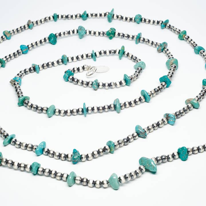 6 fot lång halsband i sterlingsilver med Sonoran-turkos för wholesale av Renata Rubio 92.5