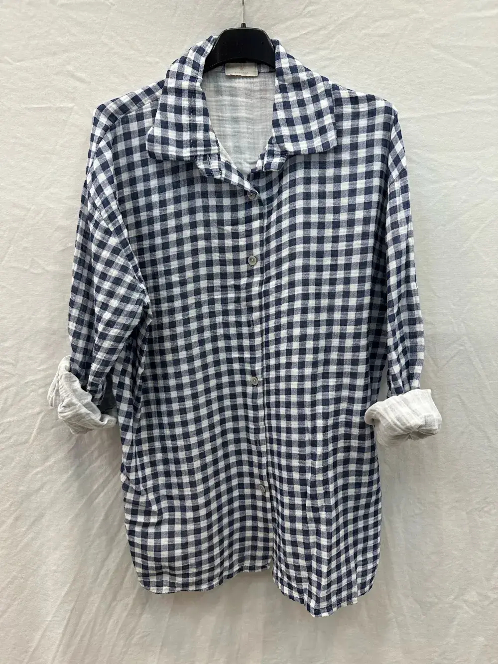 Mimi & Gogo - Vente Chemise à col boutonné – femme - Chemise Vichy Gaze de Coton @2914_ChGazeVichy2