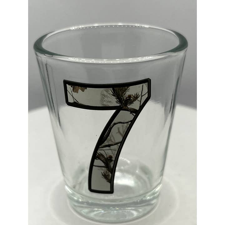 7 Star - Wholesale Shot Glass - "7" Letter Camouflage Shot Glass 2 Oz