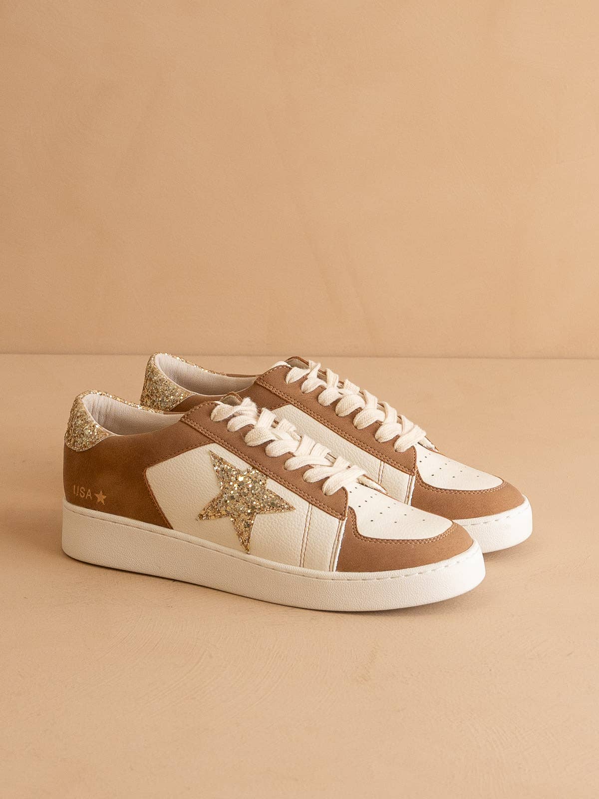 The Liberty | Camel Glitter Star Sneaker for wholesale on Faire1