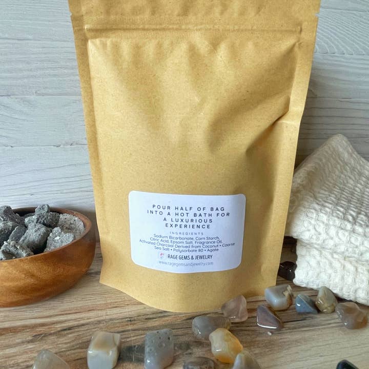 Rage Gems & Jewelry - Wholesale Bath Soak/Milk - Activated Charcoal, Agate & Coarse Sea Salt Bath Soak 6