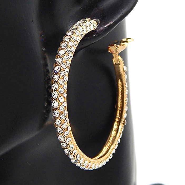 60MM 3D Rhinestone Hoop Earrings for wholesale by Diacly