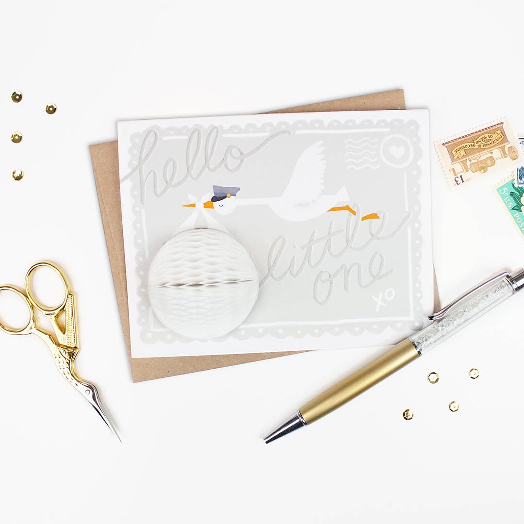 Inklings Paperie – wholesale Baby card – Pop-up Card - Stork - New Baby2