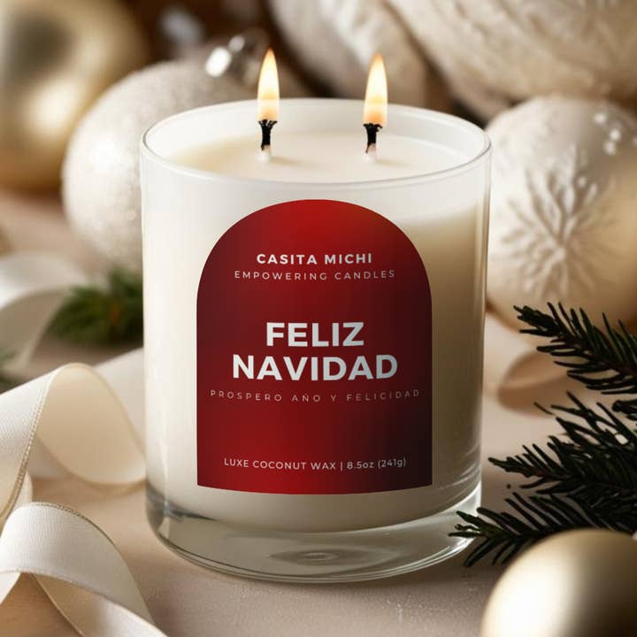 Feliz Navidad Holiday Candle, 8.5oz for wholesale by CASITA MICHI