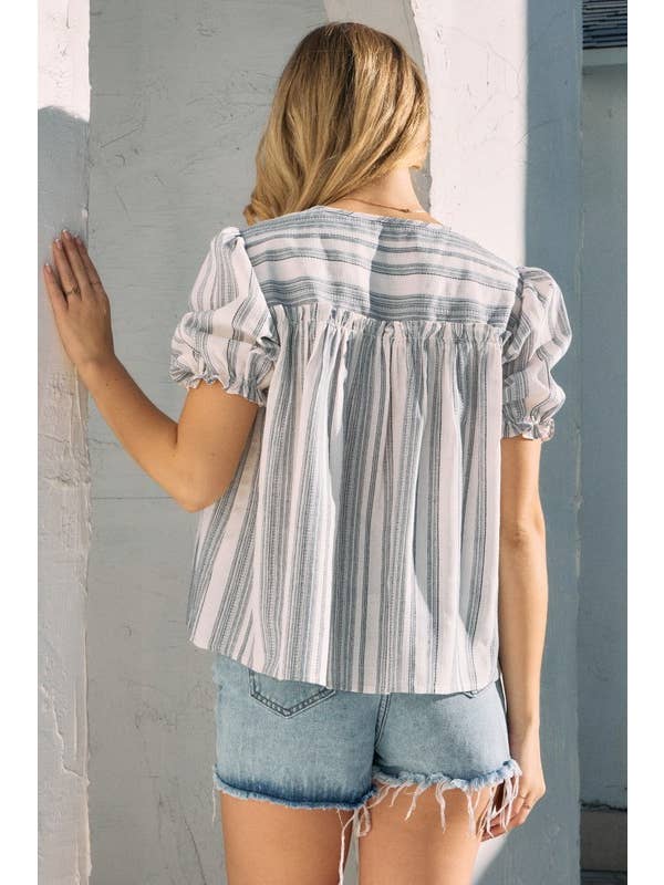 Oddi - Vente Chemisier – femme - Blouse imprimée à rayures teintées5