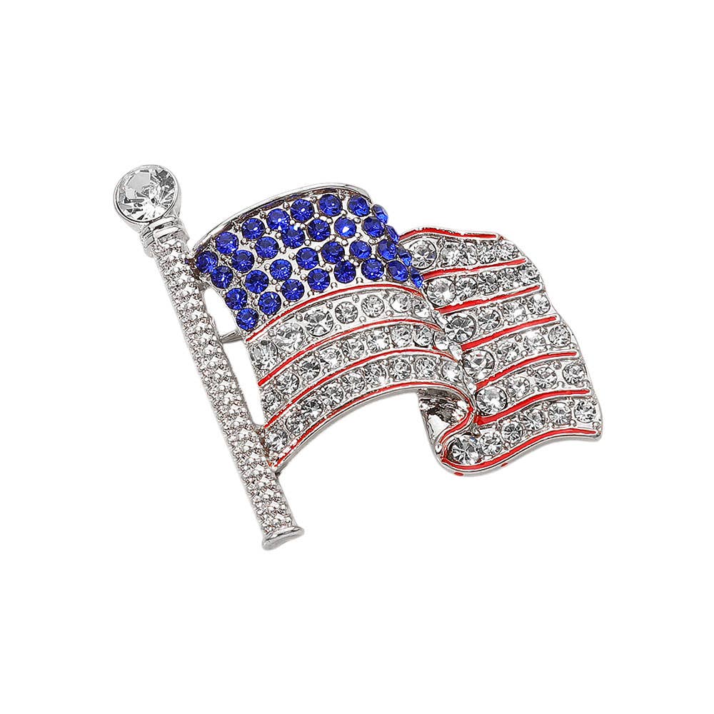 Sensibling Corp. - Wholesale Brooch - Stone Paved American USA Flag Pin Brooch4