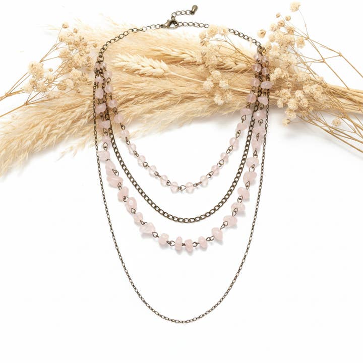 Rosenquarz Halskette für den Großhandel von Produtos Namasté