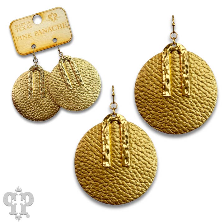 Pink Panache Brands - Wholesale Dangle Earrings - Pebbled leather circle earring - LC
