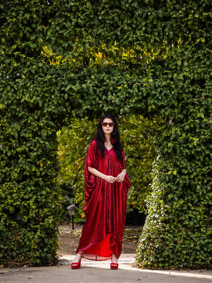 Jennafer Grace - Venta al por mayor Caftán - Mujer - Caftán de lentejuelas de rubí6