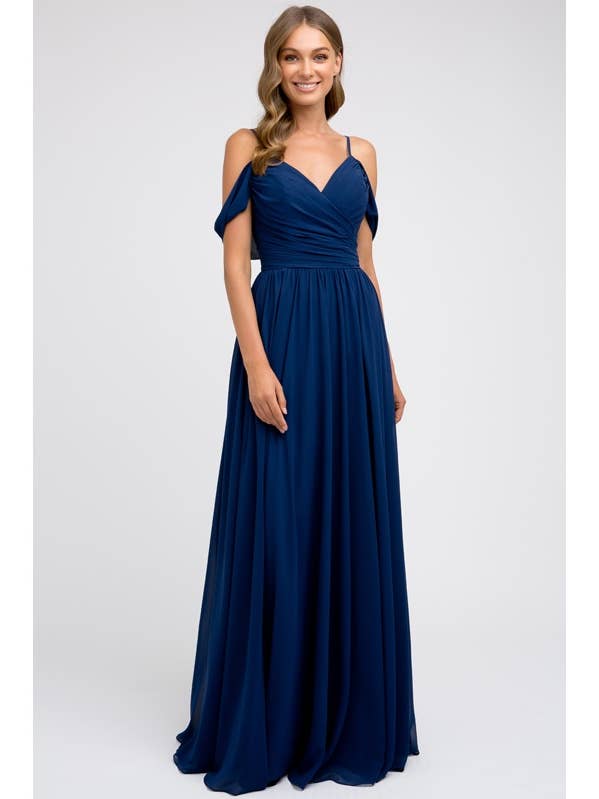 Lång formell klänning i chiffong med rynkad byst för wholesale av Juliet