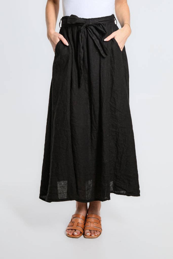 TINA Stephens Italy/Tees By Tina - Wholesale Skirt - Women's - Angie A-Line Long Linen Skirt with Pockets (SL113)4