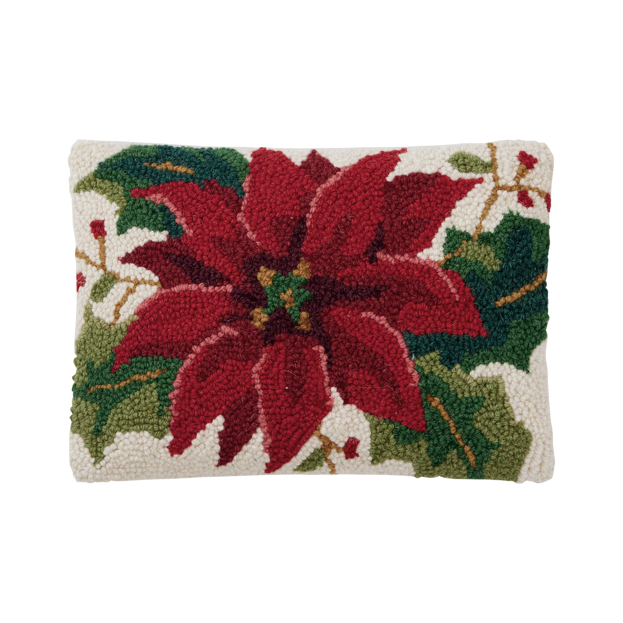 Peking Handicraft - Wholesale Throw/Decorative Pillow - Christmas Poinsettia Hook Pillow