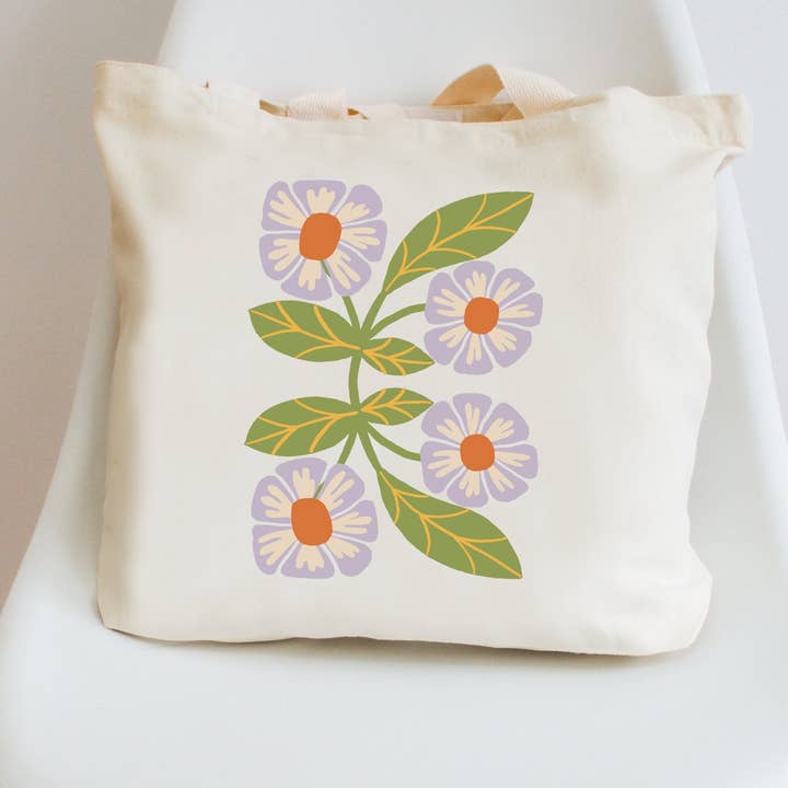 Boho Flower Tote Bag Canvas Floral Beach Bags for wholesale by P E T I T R U E