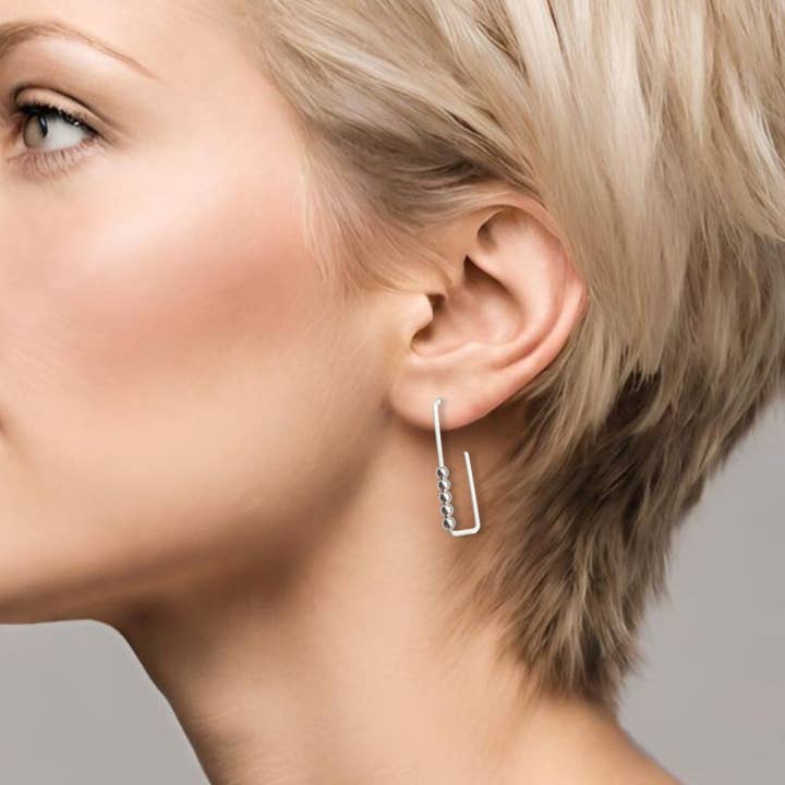 Bijou by SAM - Wholesale Dangle Earrings - Modern Sterling Silver Beaded Post Earrings3