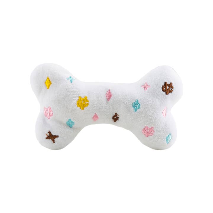 Haute Diggity Dog - Wholesale Pet Squeaky Toy - Dog - White Chewy Vuiton Bones Squeaker Dog Toy
