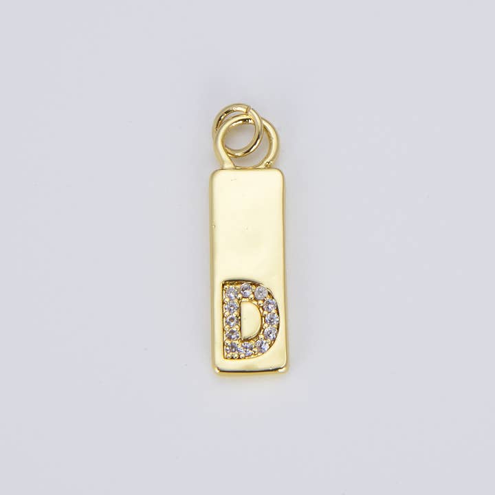 findings4uGem - Wholesale Pendant/Charm Necklace - CZ Gold Filled Alphabet Initial Tag Letter Charm, CP14503