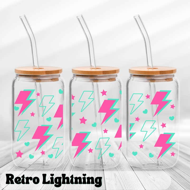 Retro Lightning UV DTF Wrap | (Glass Not Included) for wholesale by OMG Cups!
