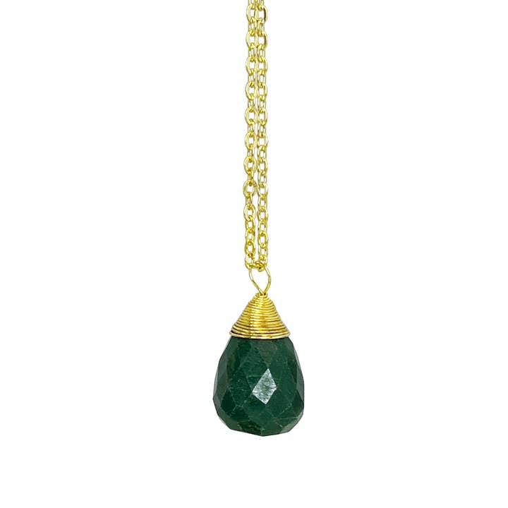 Anju Jewelry - Wholesale Pendant/charm necklace - 16 Tear Drop Faceted Stone Necklace Pre-Pack (No Display)5