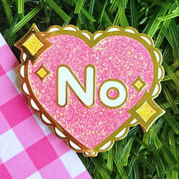 No Glittery Kawaii Enamel Pin for wholesale by Peachie Kei