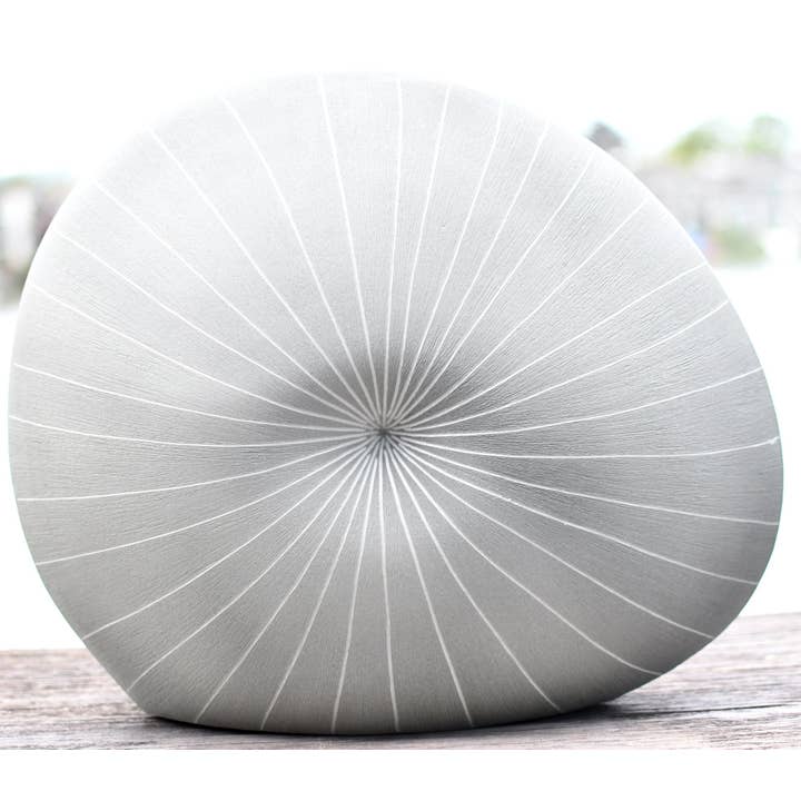 1011GREY17 DIVA ROUND S-Handcrafted Porcelain Vase for wholesale by Art Floral Trading LLC