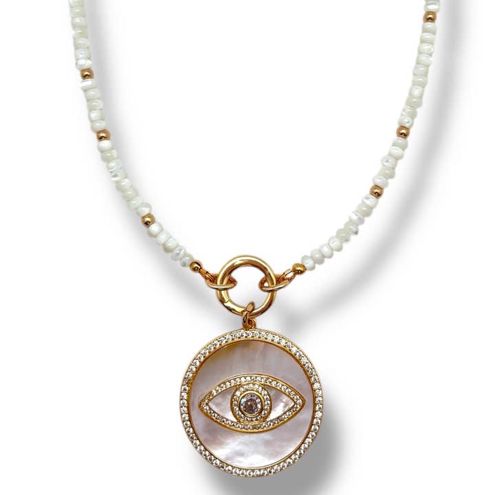 Shiver + Duke - Wholesale Individual Charm/Pendant - Mother of Pearl Evil Eye Pendant2
