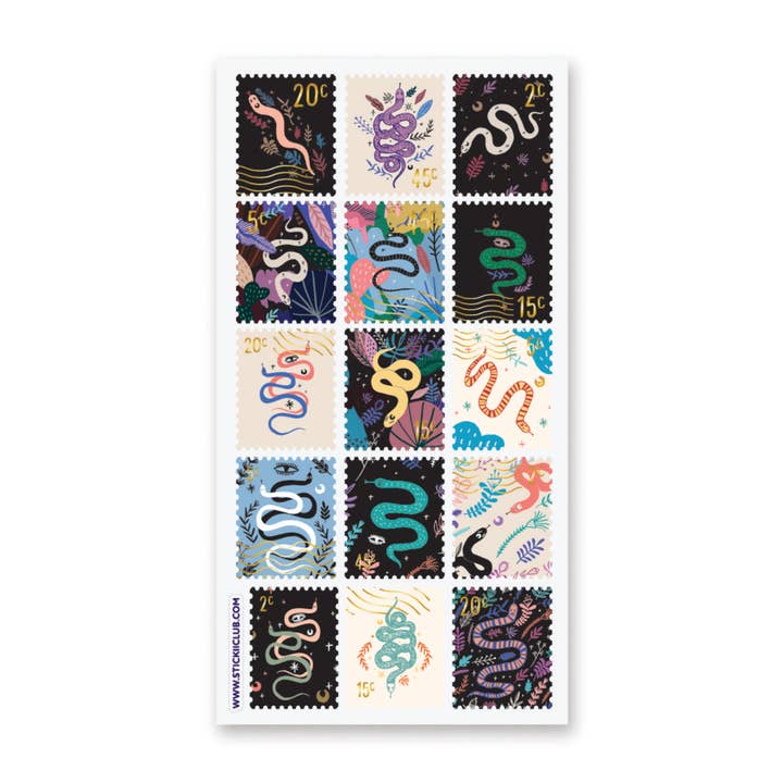 Serpent Stamps Sticker Sheet for wholesale by STICKII