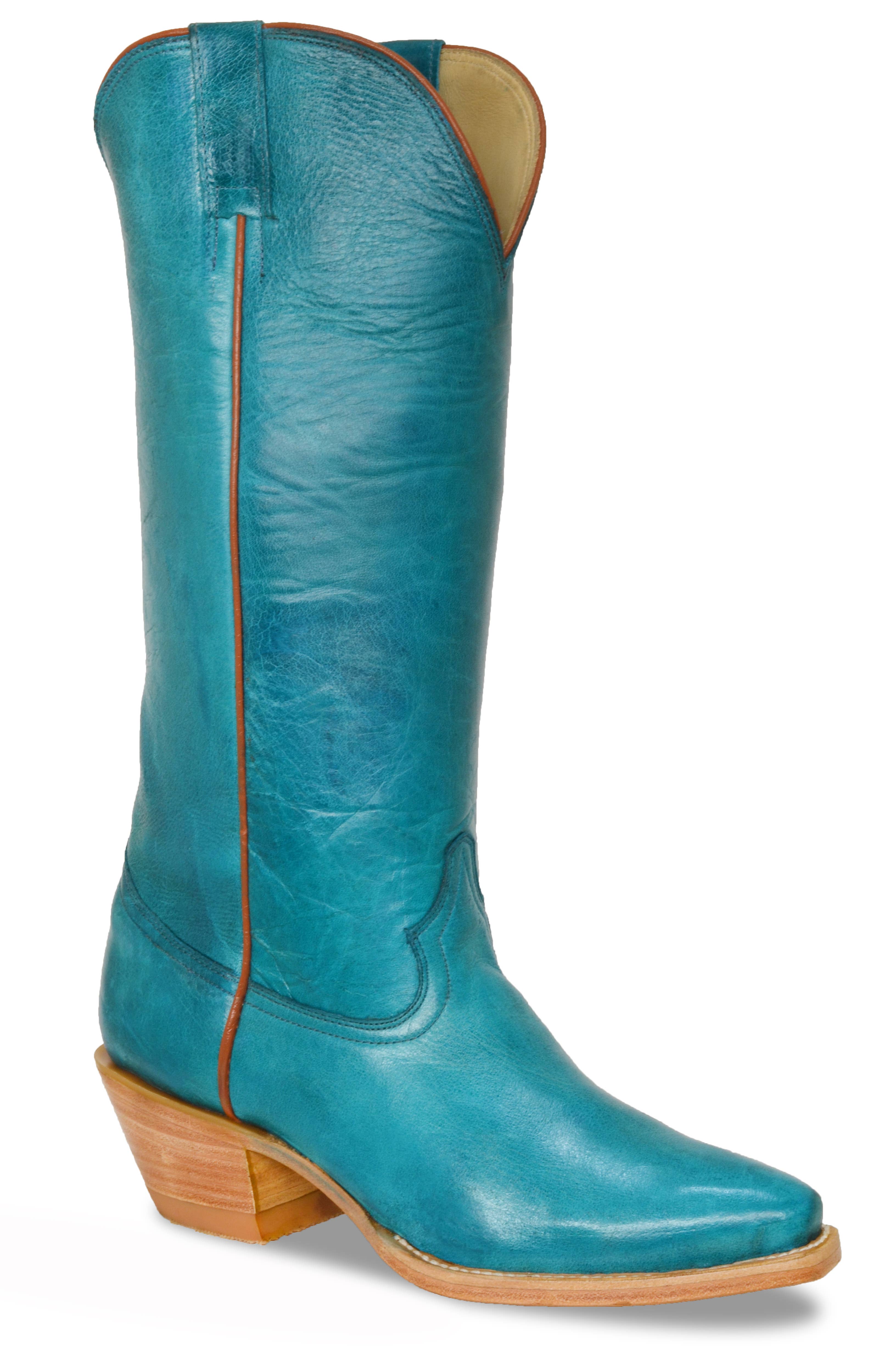 Jolene Turquoise Cowhide Women's Cowboy Boots for wholesale on Faire5