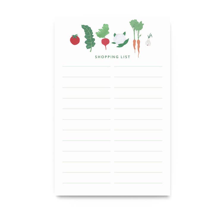 Veggie Shopping List Notepad for wholesale by LOU & LUCY PAPER GOODS