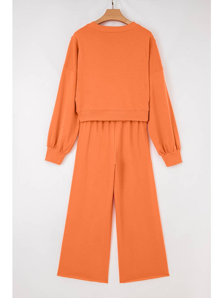 LA Society - Wholesale Lounge Set - Women's - Drop Shoulder Puff Sleeve Pullover and Wide Leg Pants Set13