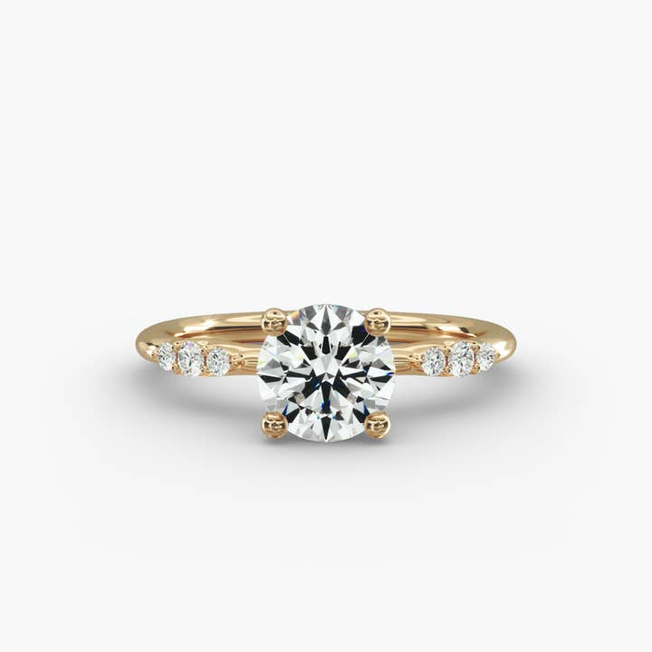 Graduated Sparkle Round Lab Grown Diamond Center Engagement Ring for wholesale by Caratina