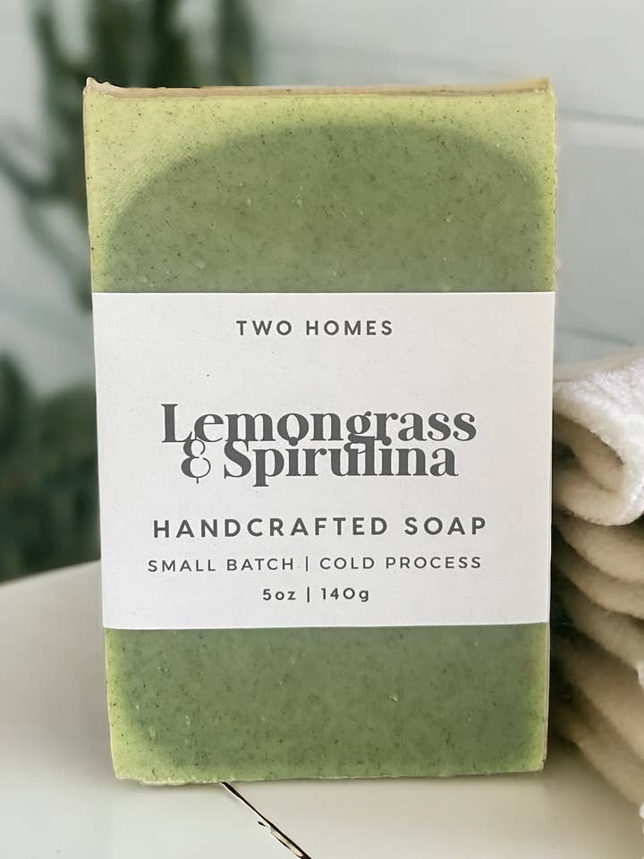 Lemongrass & Spirulina Bar Soap for wholesale by Two Homes