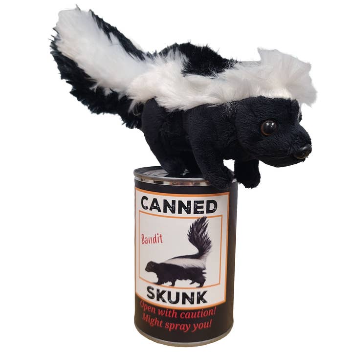 Canned Gifts – wholesale Stuffed/plush toy – Kids & baby – Canned Skunk | Stuffed Animal Plush w/Funny Jokes on Can