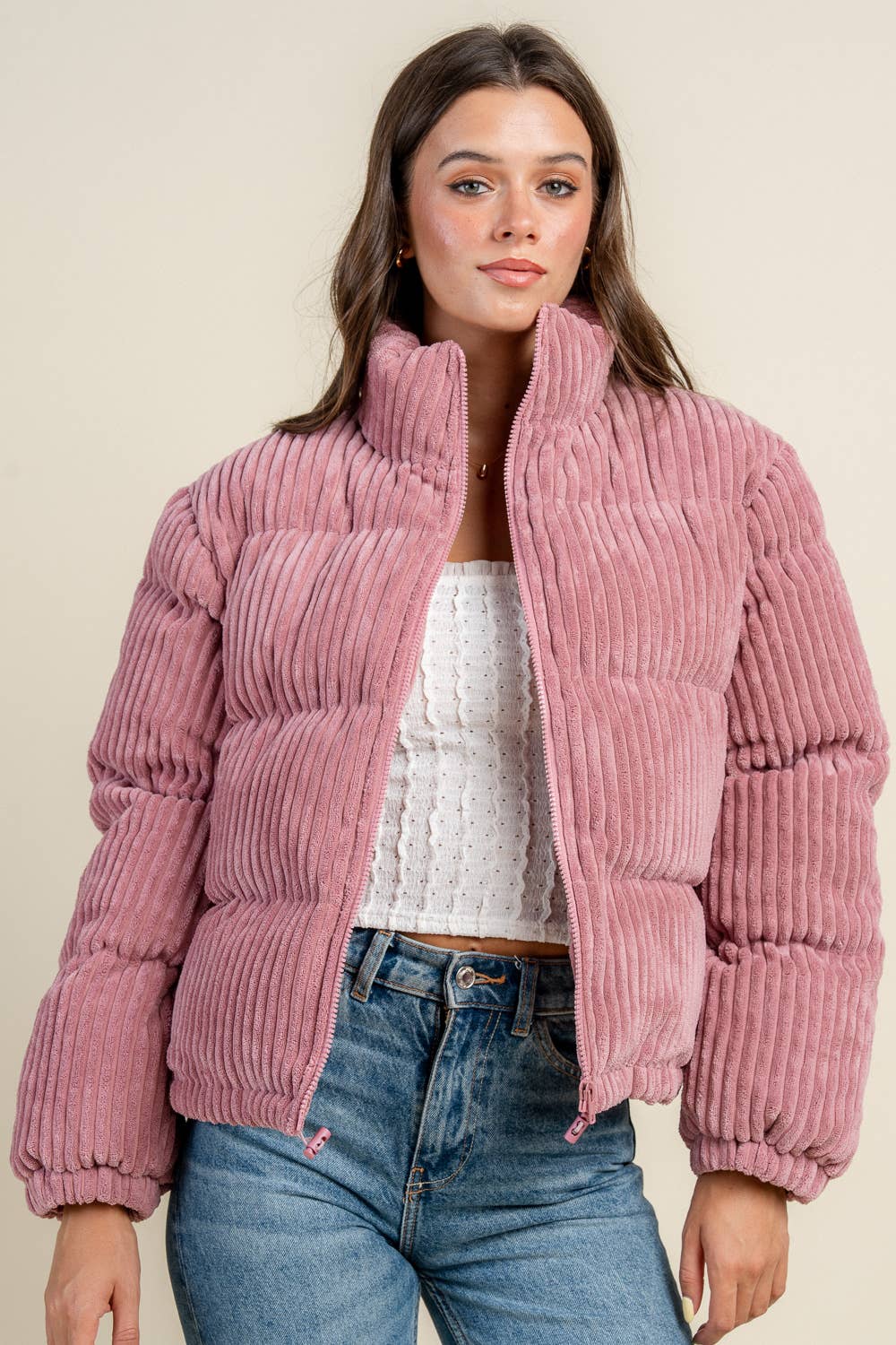 BEIVY & COLLABO - Wholesale Puffer Jacket - Women's - BG5392N / CORDUROY PUFFER JACKET6