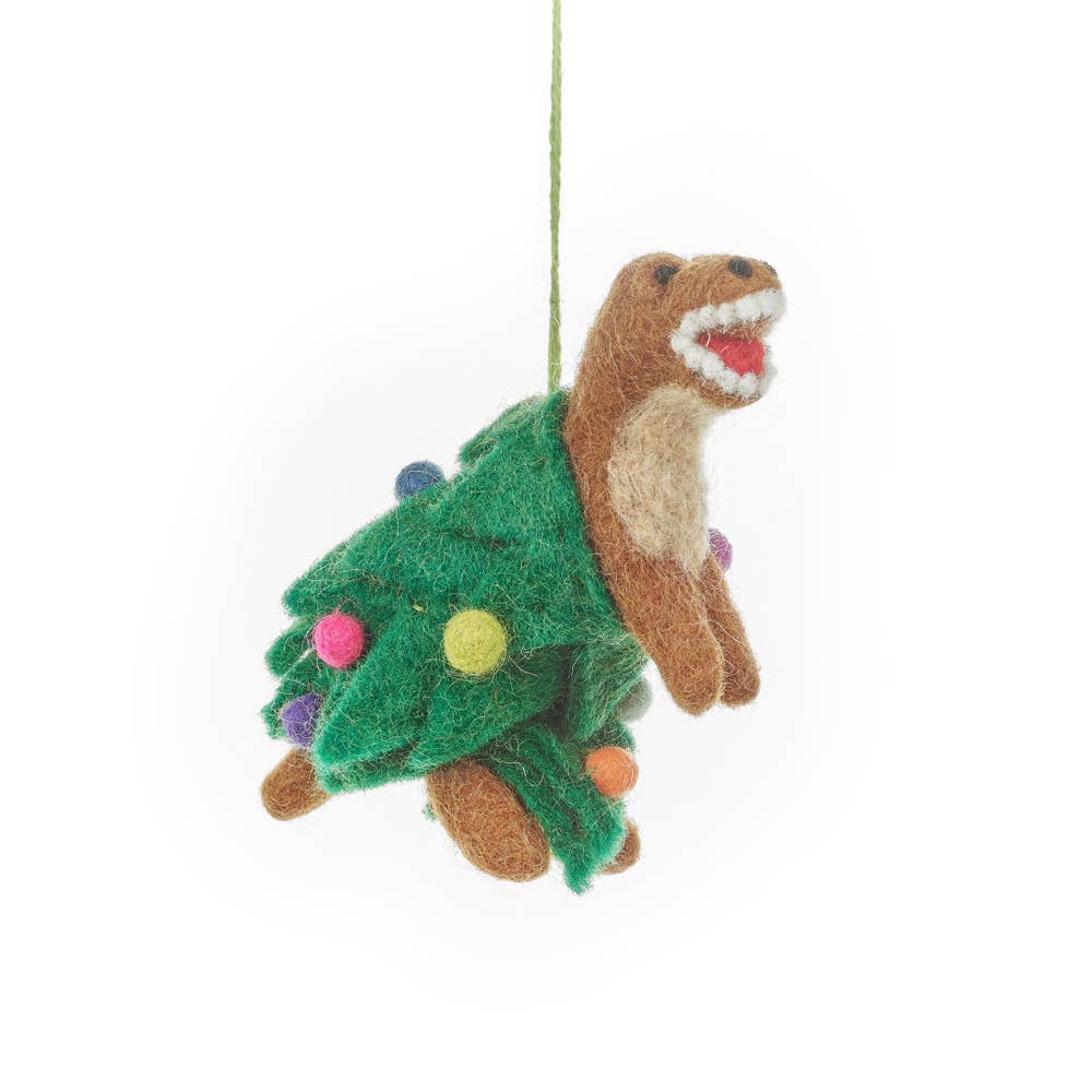 Felt So Good - Wholesale Ornament - Handmade Needle Felt Tree-Rex Hanging Christmas Dinosaur Dec1