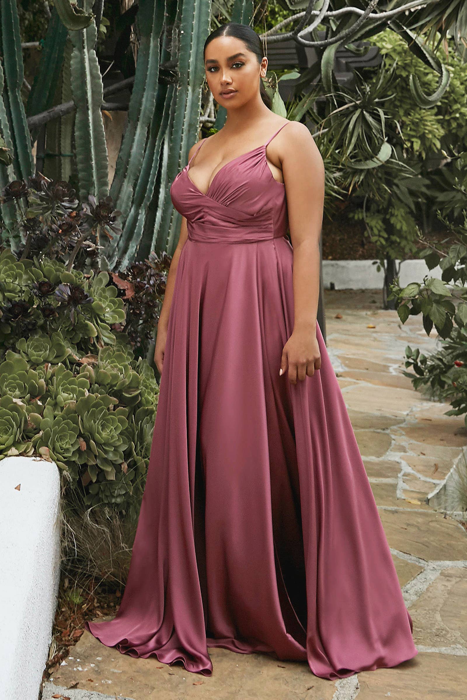 Ladivine by Cinderella Divine - Wholesale Gown - Women's - Sweetheart Neckline Soft Satin A-Line Curvy Fit2